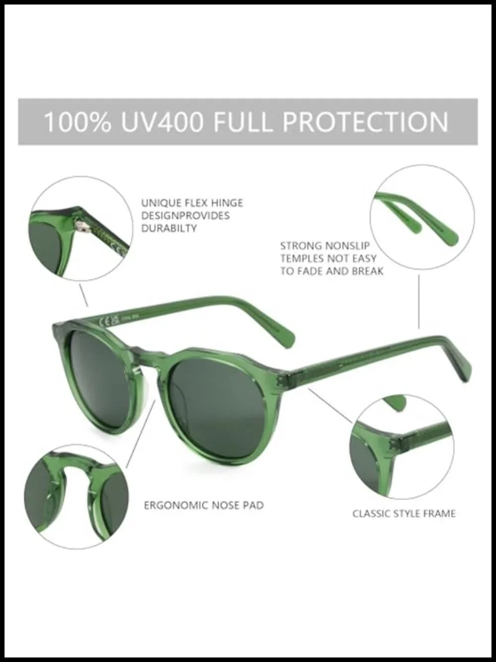 Vintage Round Polarized Sunglasses UV400 Protection TAC Lens